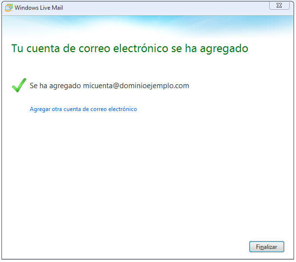 Configurar Correo Windows Live Finalizar