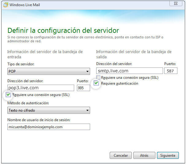 Configurar Cuenta Hotmail Outlook Windows Live Mail