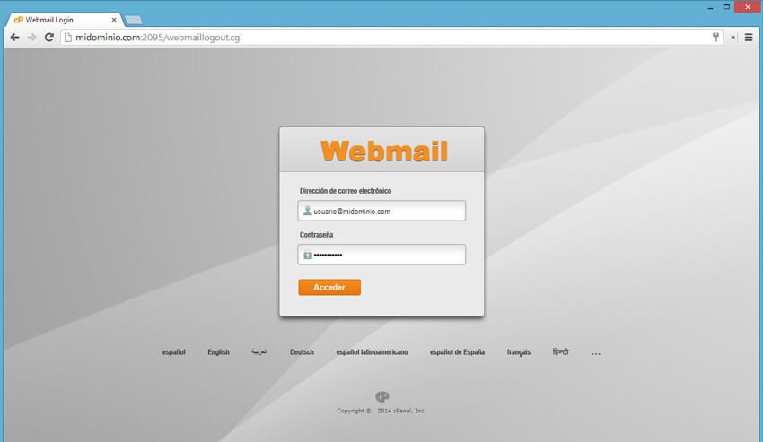 Ingreso cPanel Exportar Cuentas