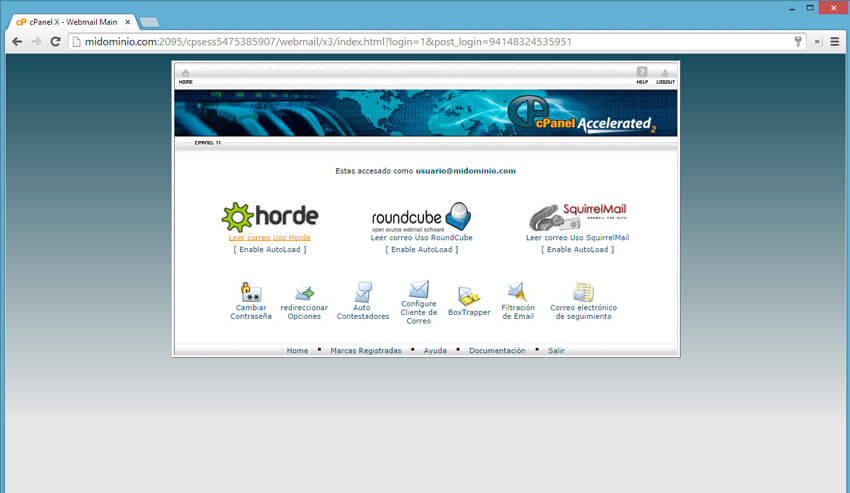 WebMail Horde cPanel